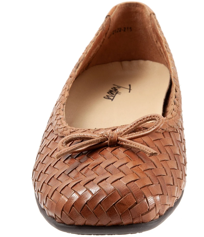 Trotters Gillian Woven Leather Bow Square Toe Ballet Flats