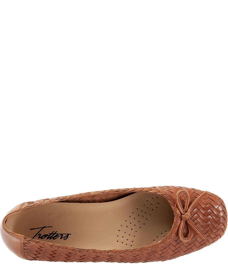 Trotters Gillian Woven Leather Bow Square Toe Ballet Flats