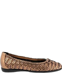Trotters Gillian Woven Leather Bow Square Toe Ballet Flats