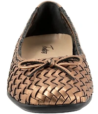 Trotters Gillian Woven Leather Bow Square Toe Ballet Flats
