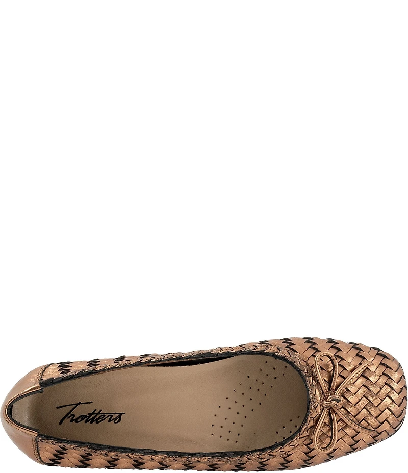 Trotters Gillian Woven Leather Bow Square Toe Ballet Flats