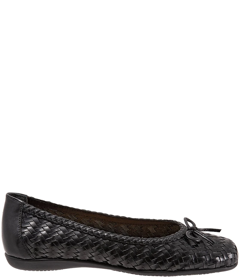 Trotters Gillian Woven Leather Bow Square Toe Ballet Flats