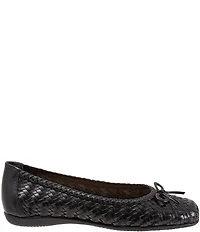 Trotters Gillian Woven Leather Bow Square Toe Ballet Flats