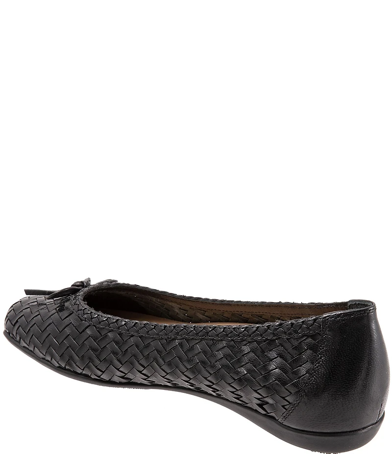 Trotters Gillian Woven Leather Bow Square Toe Ballet Flats