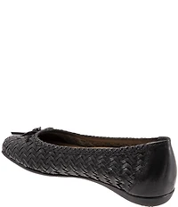 Trotters Gillian Woven Leather Bow Square Toe Ballet Flats
