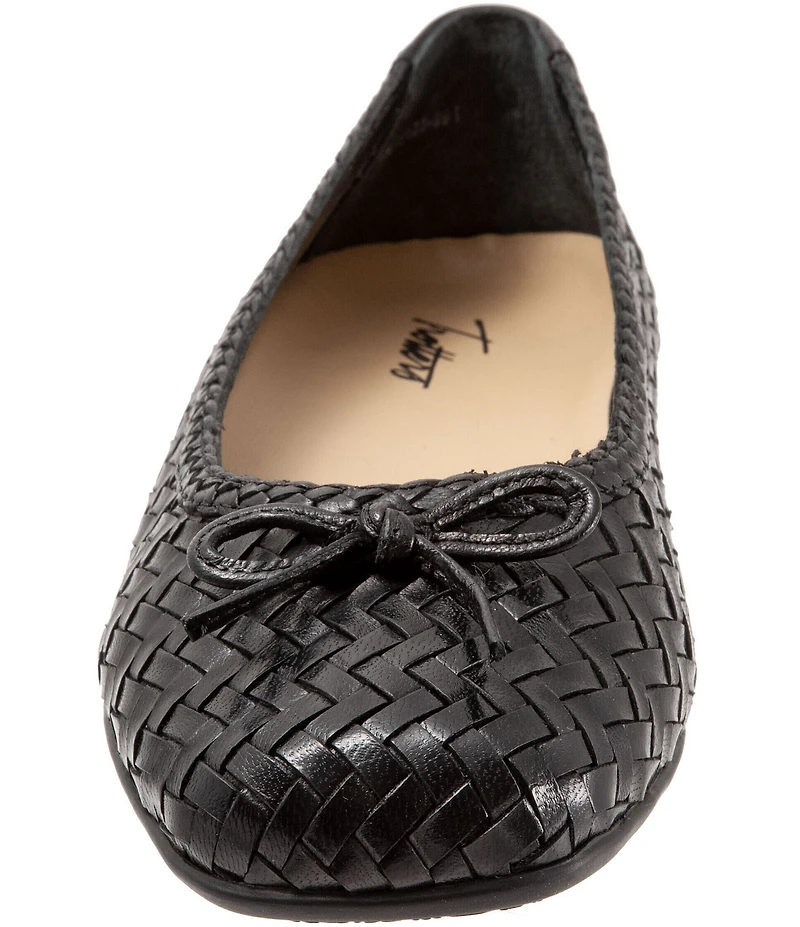 Trotters Gillian Woven Leather Bow Square Toe Ballet Flats