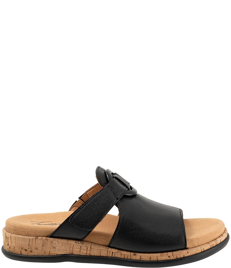 Trotters Ginnie Leather Cork Wedge Slide Sandals