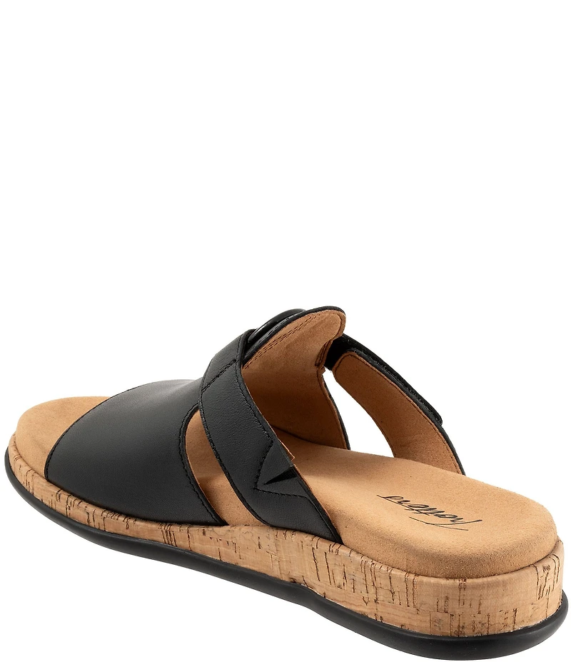Trotters Ginnie Leather Cork Wedge Slide Sandals