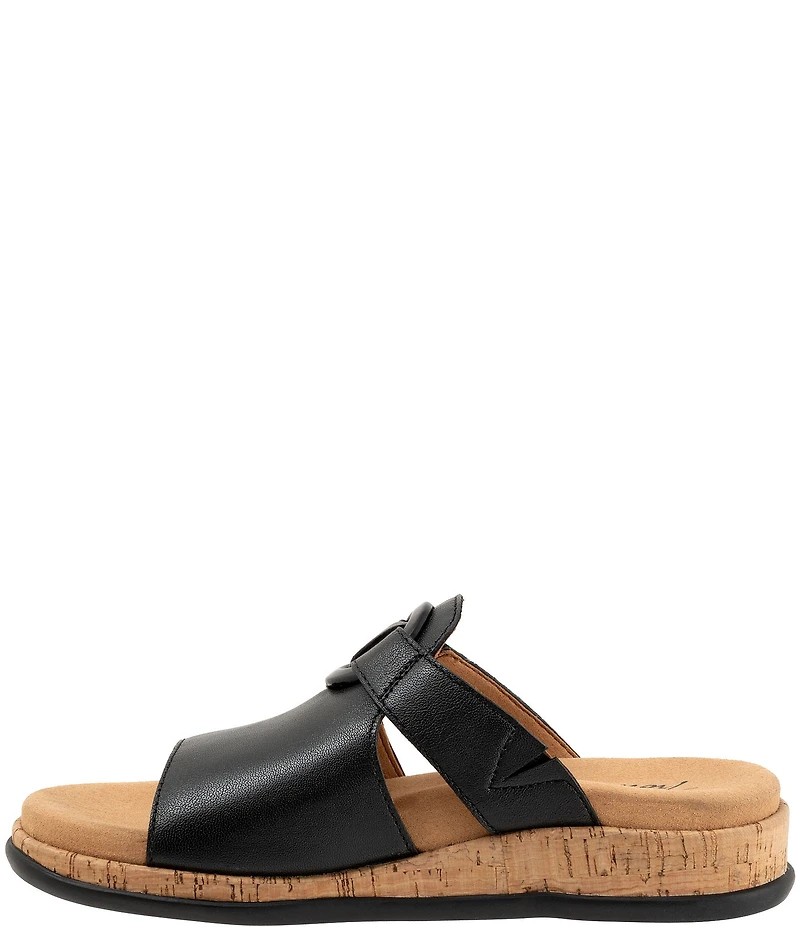 Trotters Ginnie Leather Cork Wedge Slide Sandals
