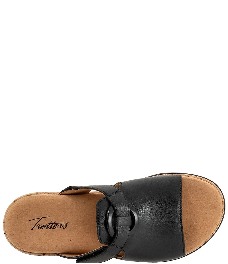 Trotters Ginnie Leather Cork Wedge Slide Sandals