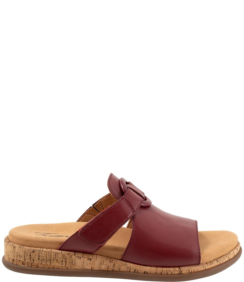 Trotters Ginnie Leather Cork Wedge Slide Sandals