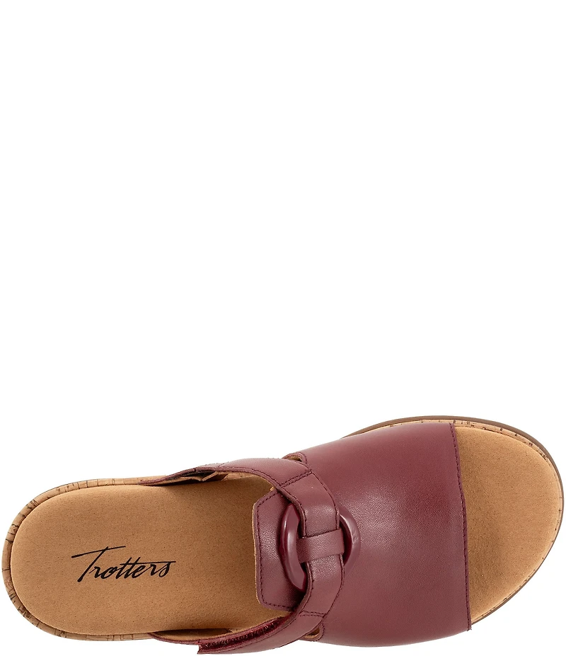 Trotters Ginnie Leather Cork Wedge Slide Sandals