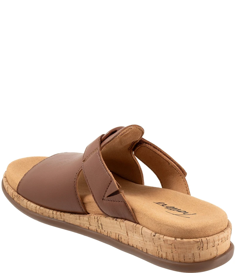 Trotters Ginnie Leather Cork Wedge Slide Sandals