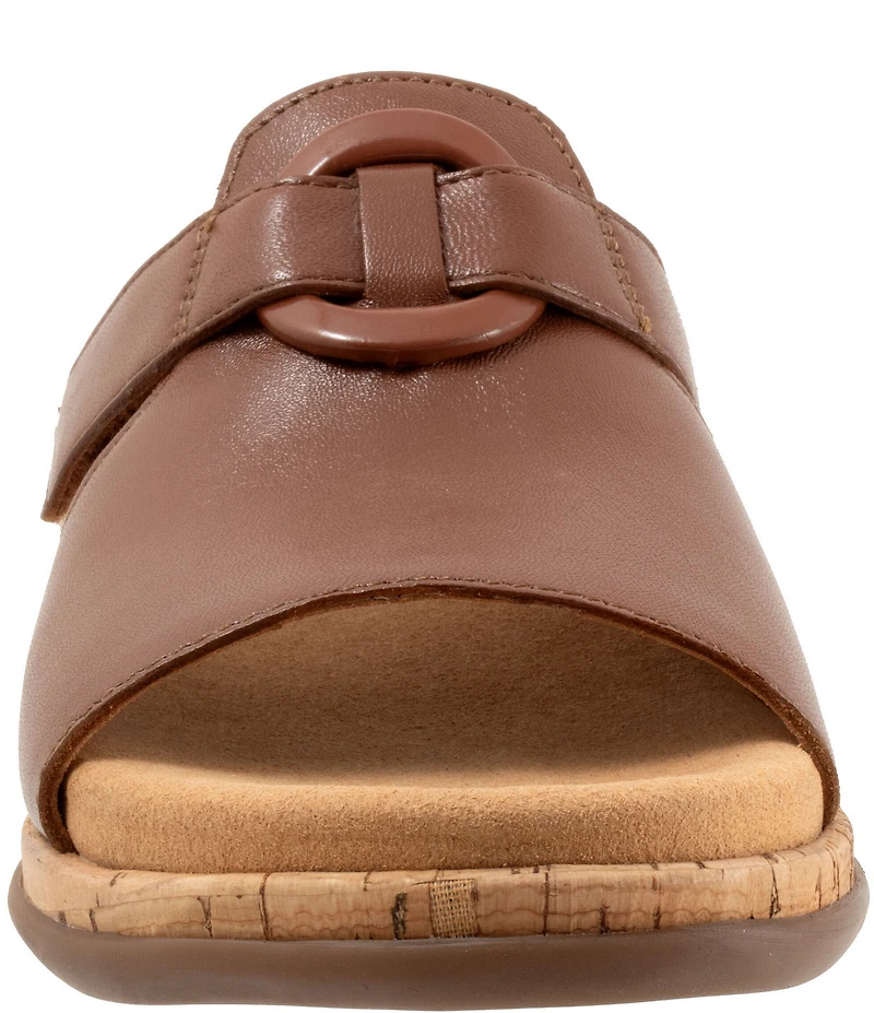 Trotters Ginnie Leather Cork Wedge Slide Sandals