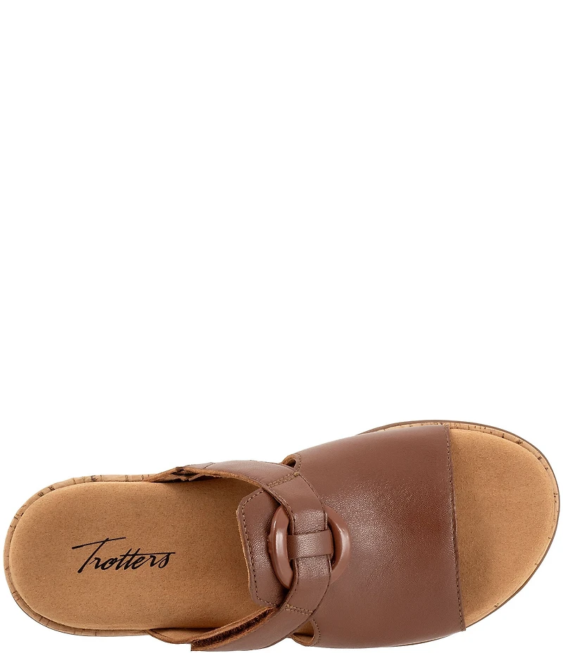 Trotters Ginnie Leather Cork Wedge Slide Sandals