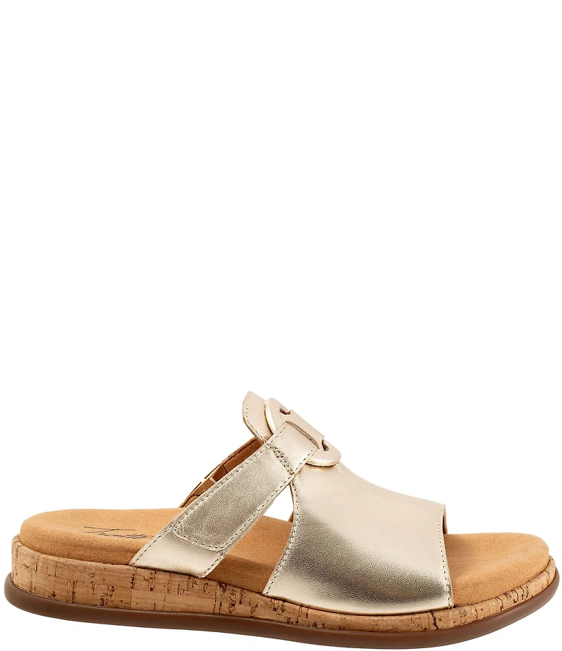 Trotters Ginnie Leather Cork Wedge Slide Sandals