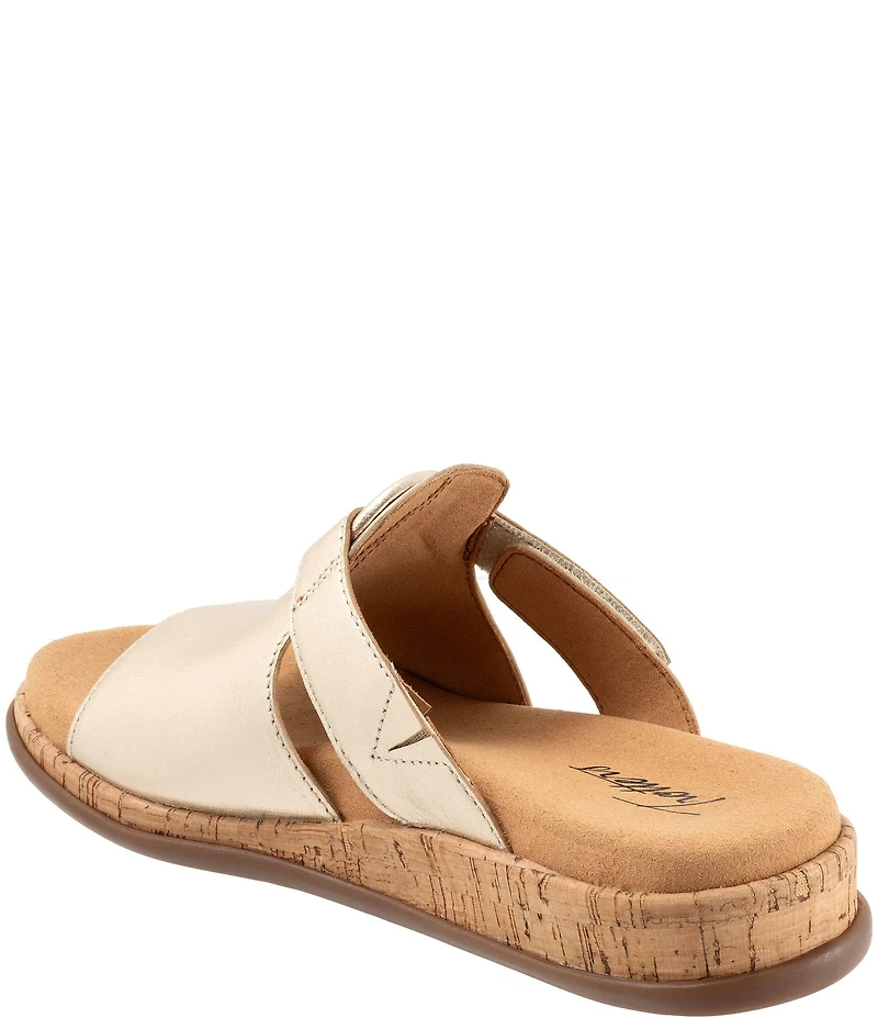 Trotters Ginnie Leather Cork Wedge Slide Sandals