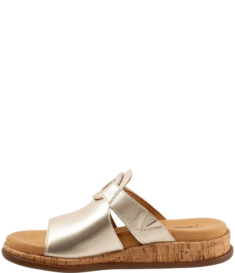 Trotters Ginnie Leather Cork Wedge Slide Sandals
