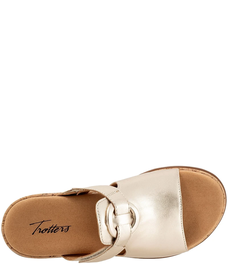 Trotters Ginnie Leather Cork Wedge Slide Sandals