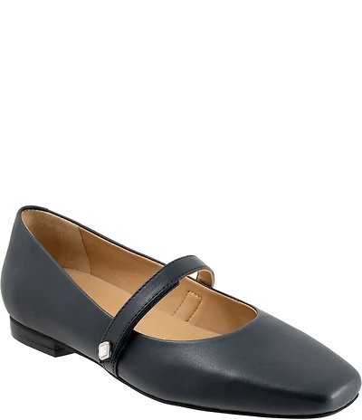 Trotters Hazel Leather Square Toe Mary Jane Flats