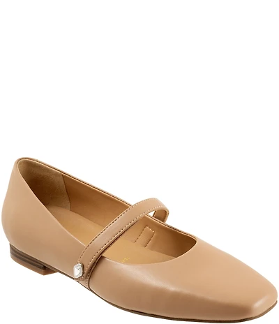 Trotters Hazel Leather Square Toe Mary Jane Flats