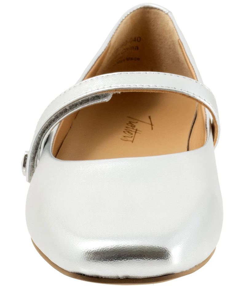 Trotters Hazel Leather Square Toe Mary Jane Flats