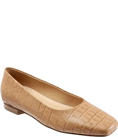 Trotters Honor Croco Embossed Leather Flats