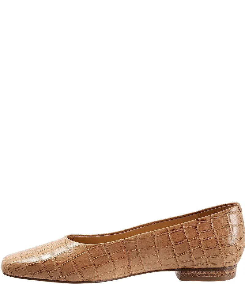 Trotters Honor Croco Embossed Leather Flats