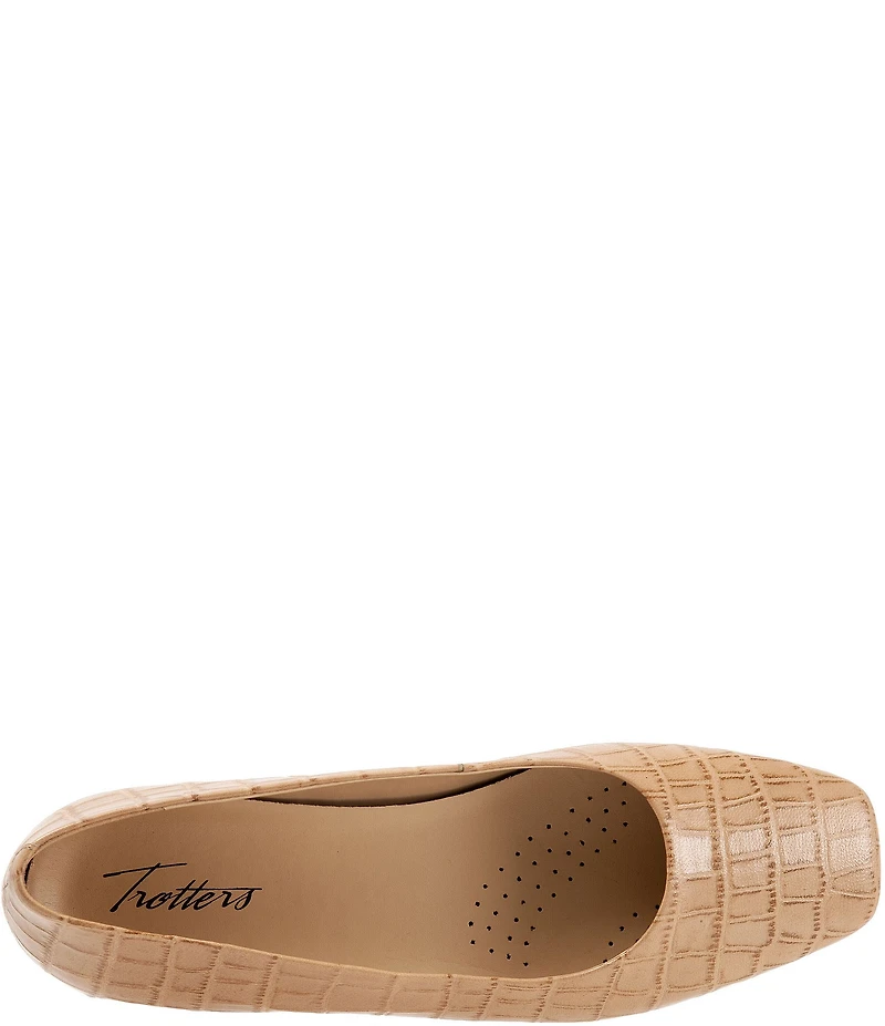 Trotters Honor Croco Embossed Leather Flats