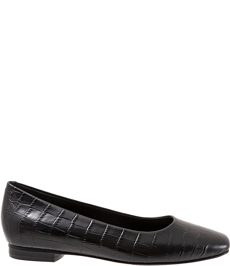 Trotters Honor Croco Embossed Leather Flats