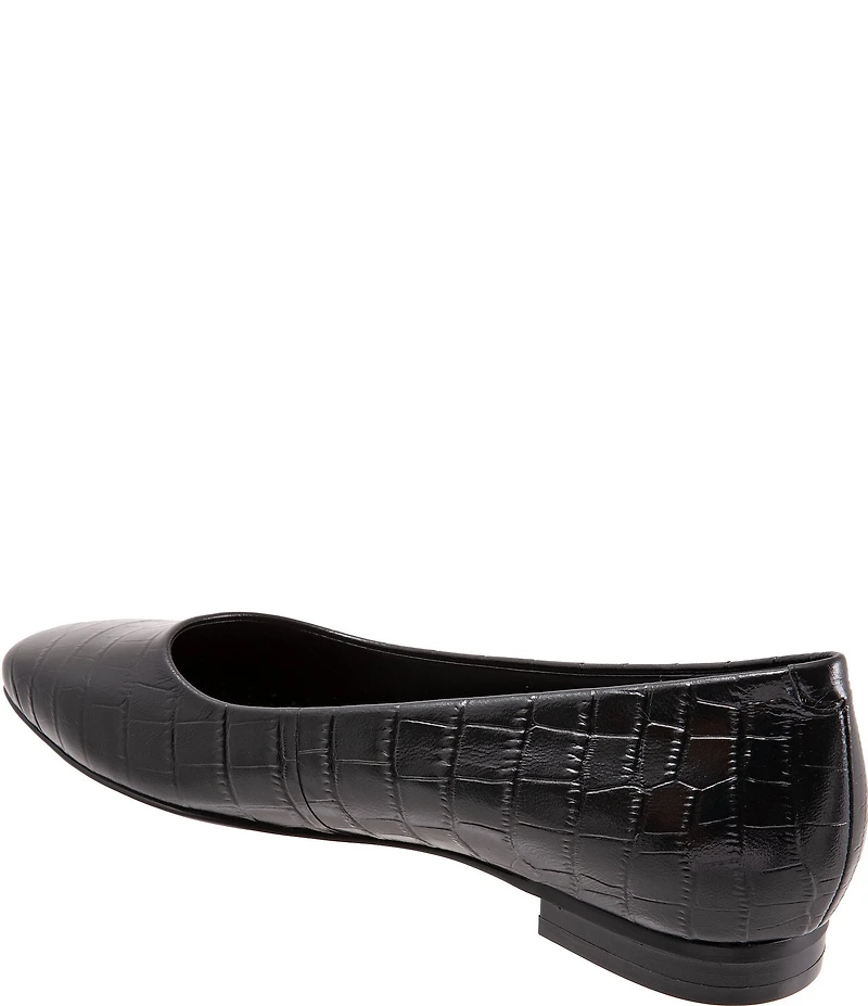 Trotters Honor Croco Embossed Leather Flats