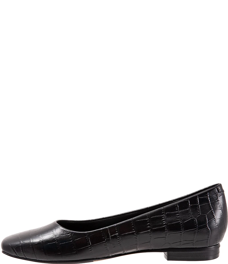 Trotters Honor Croco Embossed Leather Flats