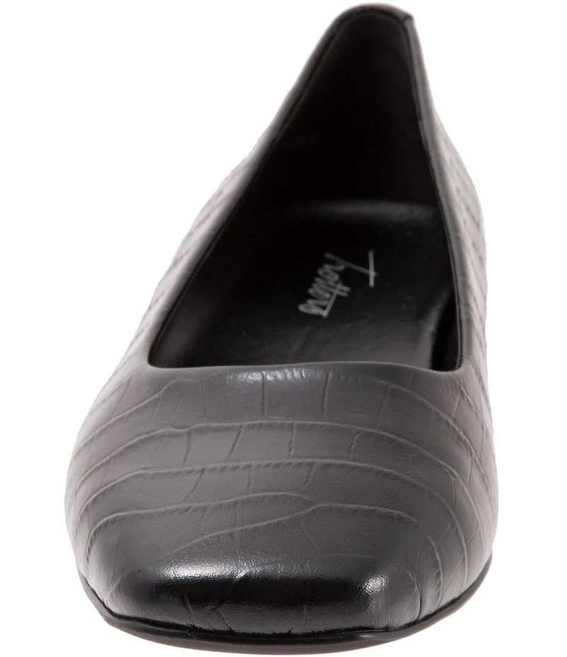 Trotters Honor Croco Embossed Leather Flats