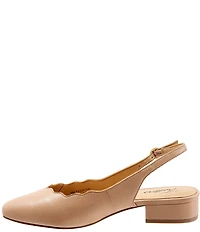 Trotters Joselyn Scalloped Leather Block Heel Slingback Pumps