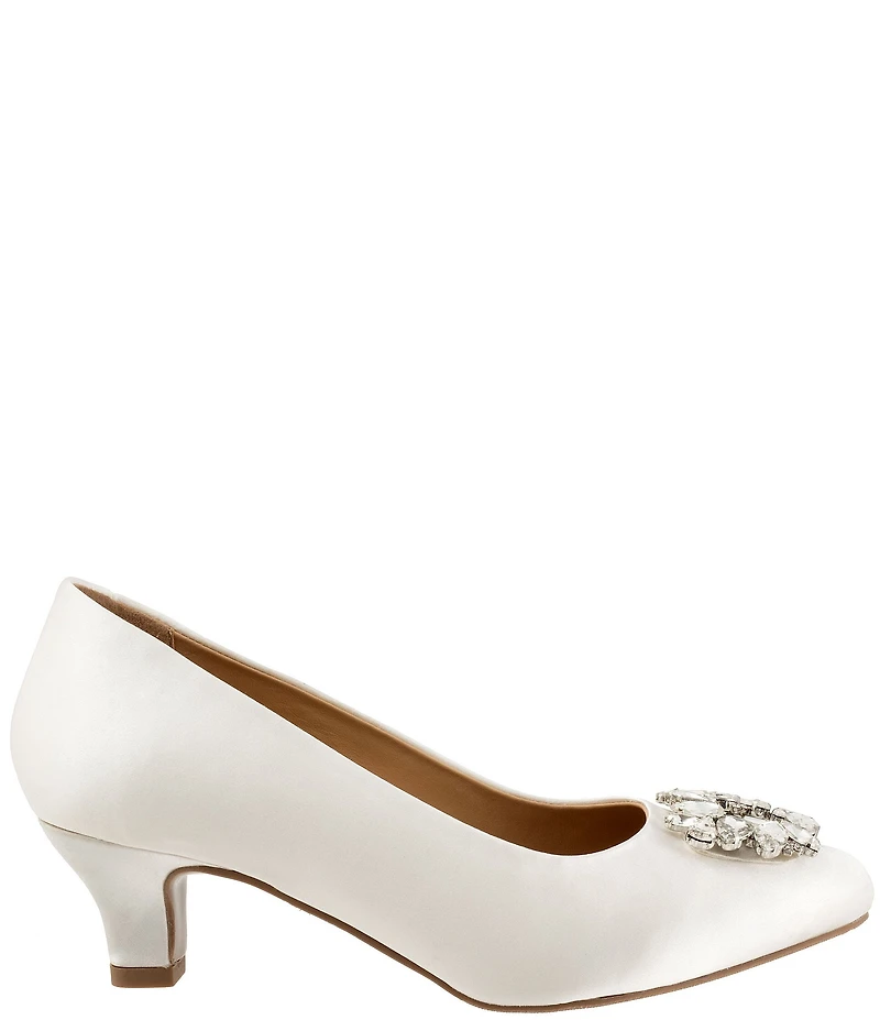Trotters Kate Bridal Jewel Ornament Satin Dress Pumps
