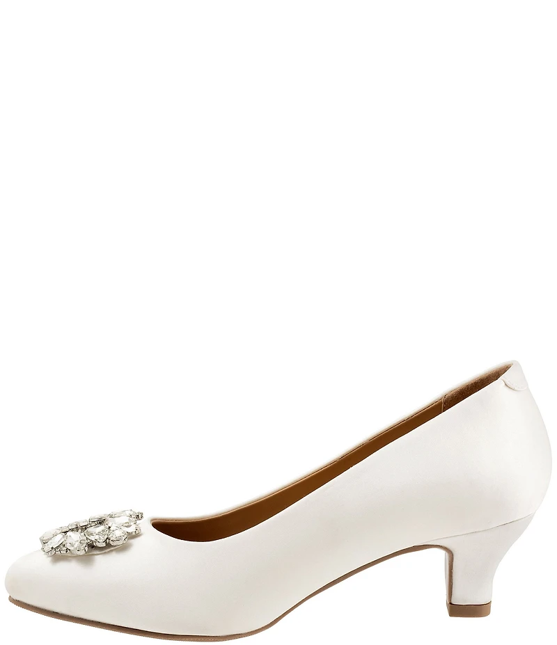 Trotters Kate Bridal Jewel Ornament Satin Dress Pumps