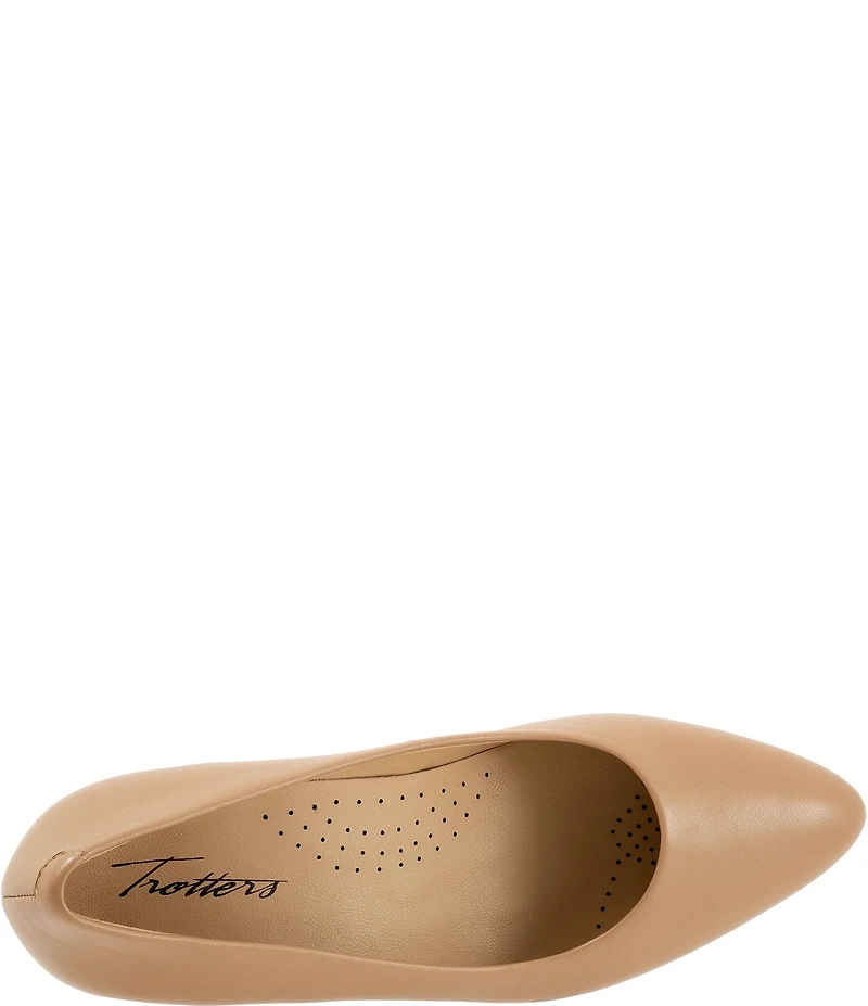 Trotters Kate Leather Pointed Toe Kitten Heel Pumps