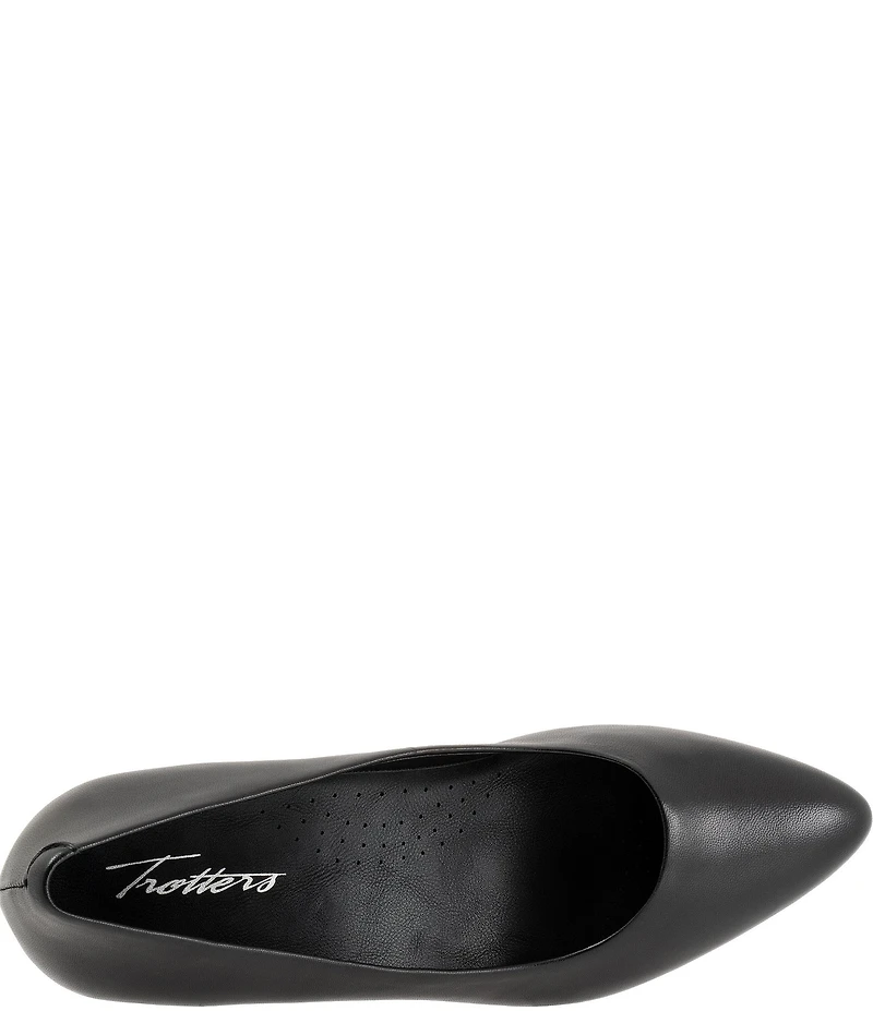 Trotters Kate Leather Pointed Toe Kitten Heel Pumps
