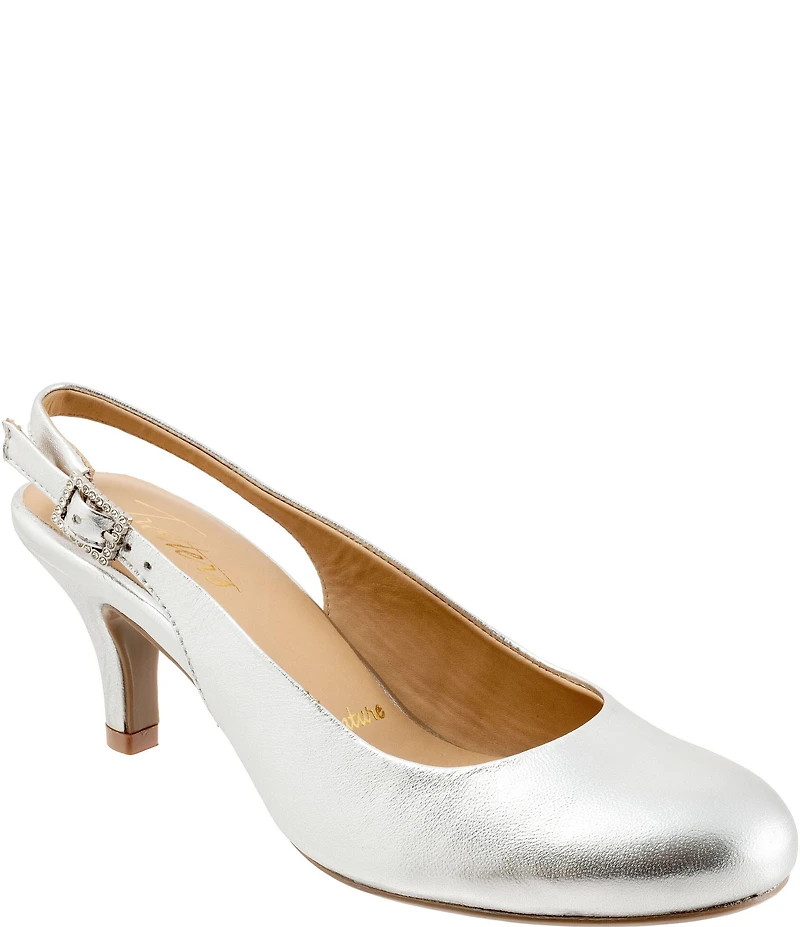 Trotters Lexi Bridal Metallic Leather Slingback Pumps