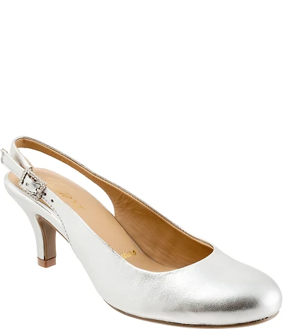 Trotters Lexi Bridal Metallic Leather Slingback Pumps