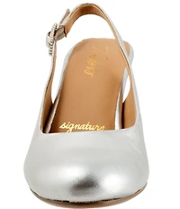 Trotters Lexi Bridal Metallic Leather Slingback Pumps
