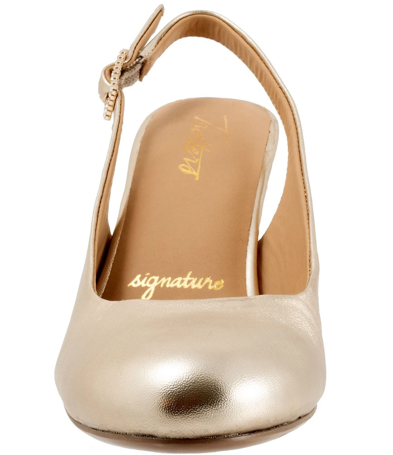 Trotters Lexi Bridal Metallic Leather Slingback Pumps