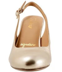 Trotters Lexi Bridal Metallic Leather Slingback Pumps