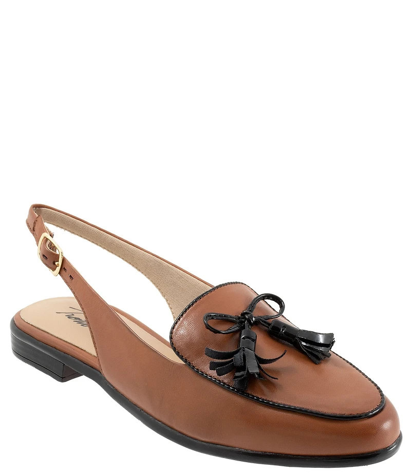 Trotters Lillie Leather Tassel Bow Slingback Flats