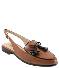 Trotters Lillie Leather Tassel Bow Slingback Flats