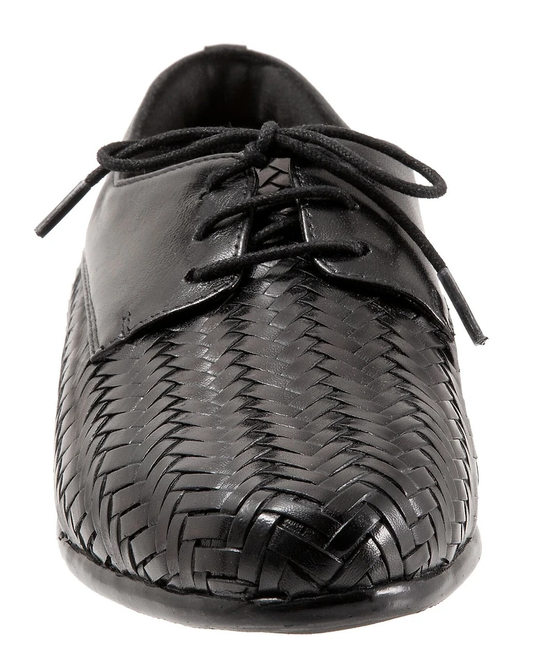 Trotters Lizzie Herringbone Woven Leather Lace Up Dress Oxfords