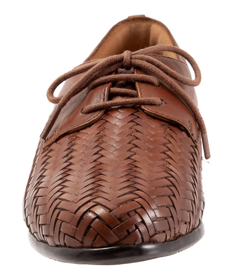 Trotters Lizzie Herringbone Woven Leather Lace Up Dress Oxfords
