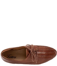 Trotters Lizzie Herringbone Woven Leather Lace Up Dress Oxfords