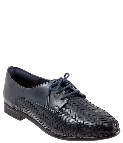 Trotters Lizzie Herringbone Woven Leather Lace Up Dress Oxfords