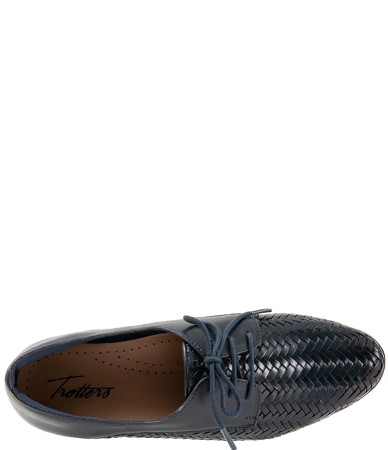 Trotters Lizzie Herringbone Woven Leather Lace Up Dress Oxfords